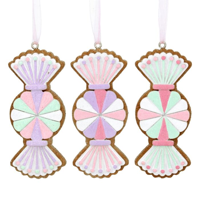 Gisela Graham Pastel Gingerbread Sweet x3